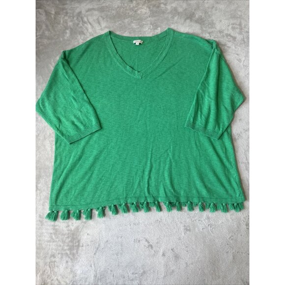 Talbots Tops - Talbots Top 3/4 Sleeves Tassels Green Women’s Plus 3X